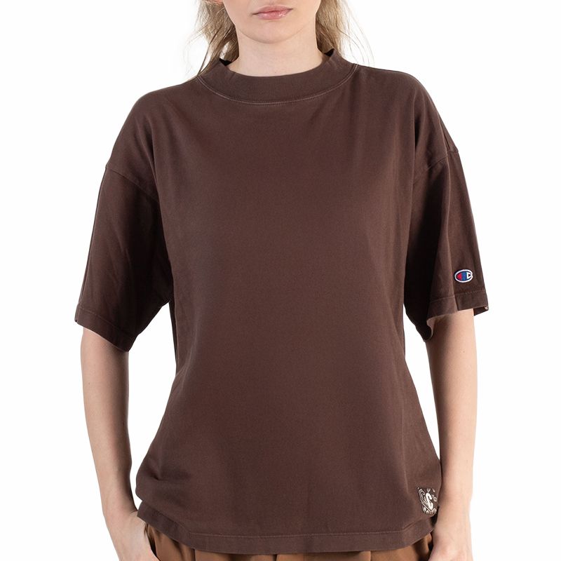 Koszulka Champion Crewneck CH117449-MS563 - brązowa