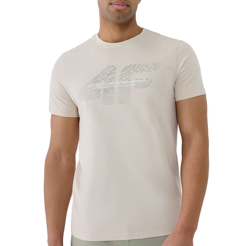 Koszulka męska 4F WSS25TTSHM200412S - beżowa