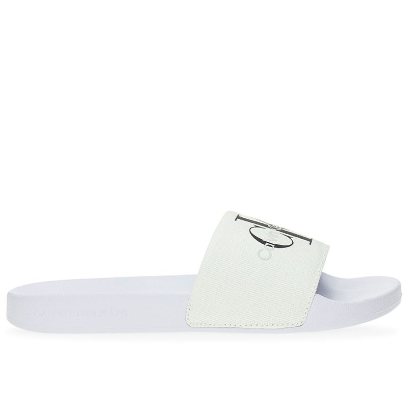 Klapki Calvin Klein Slide Monogram CO YW0YW00103-01W - białe