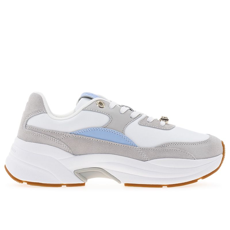 Buty Tommy Hilfiger Chunky Feminine Runner Hardware FW0FW07703-PQT - biało-szare