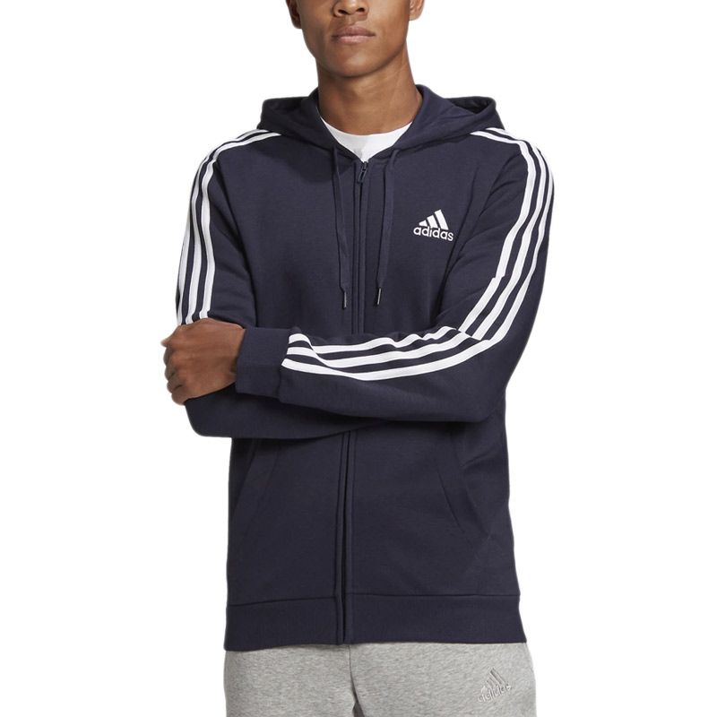 Bluza adidas Essentials Fleece 3-Stripes Full-Zip Hoodie GK9053 - granatowa
