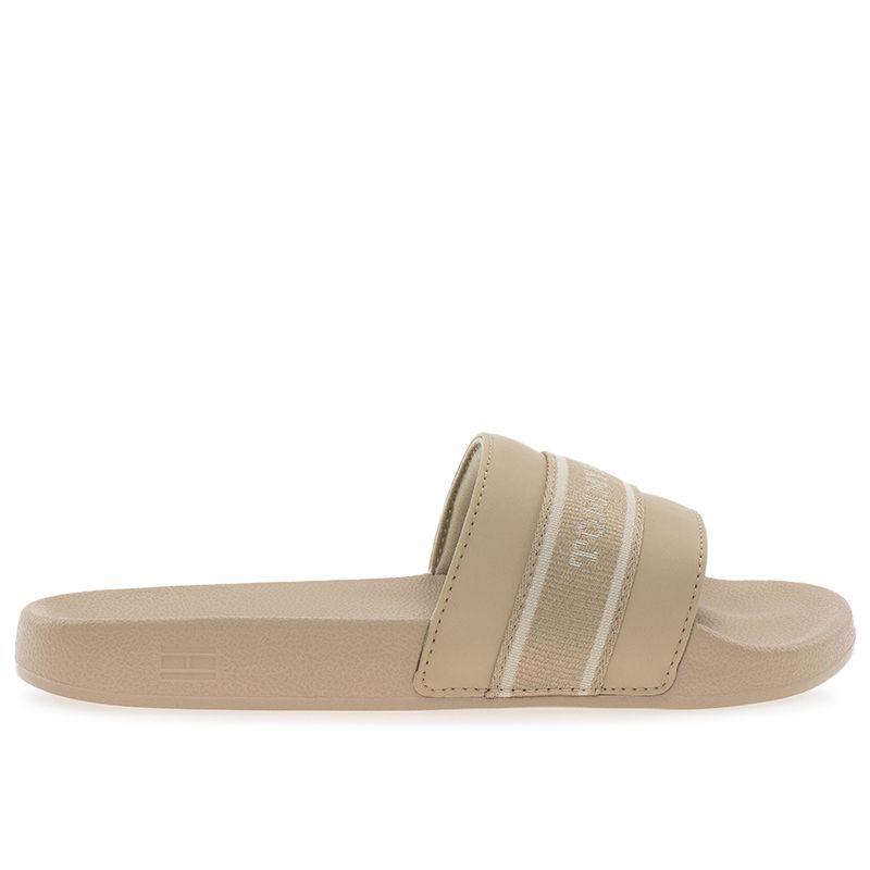 Klapki Tommy Hilfiger Poolside With Webbing Slide FW0FW08529-ACC - beżowe