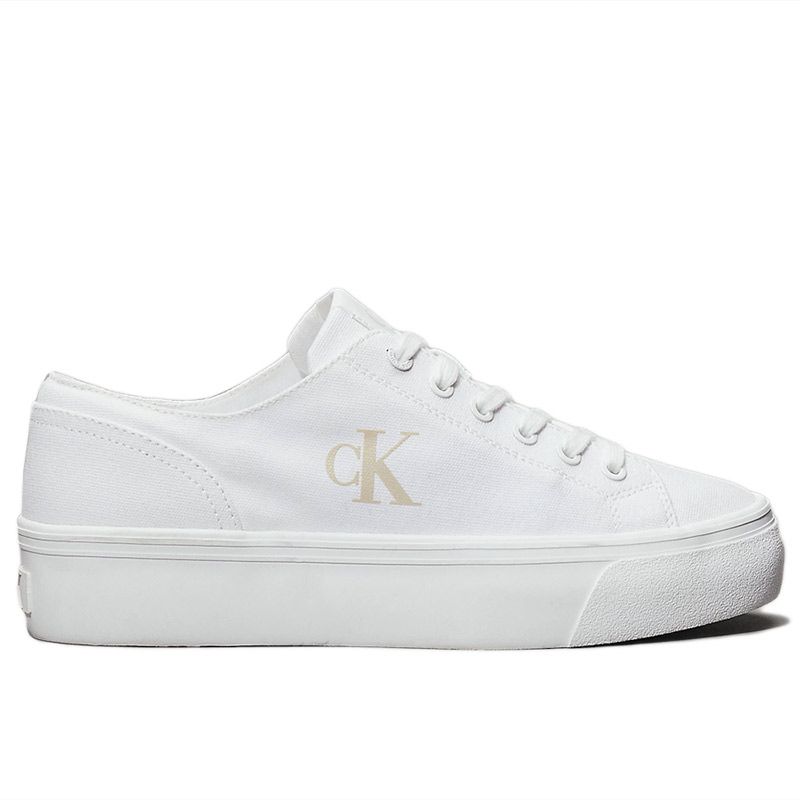 Buty Calvin Klein Vulc Flatform Low CV MG YW0YW01763-01W - białe