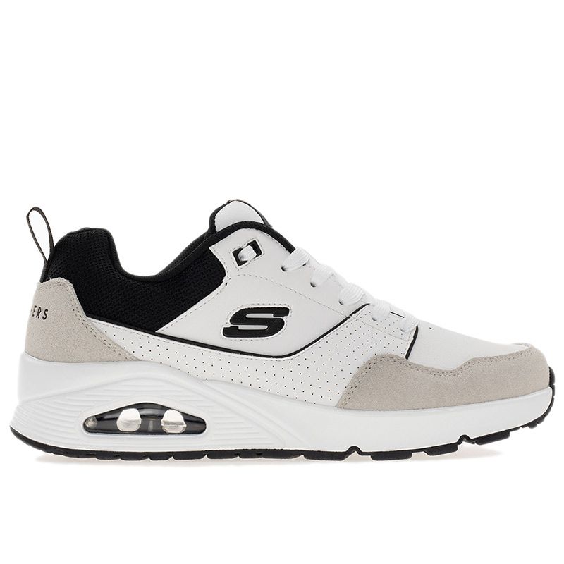 Buty męskie Skechers Uno Retro One 183020WBK - białe