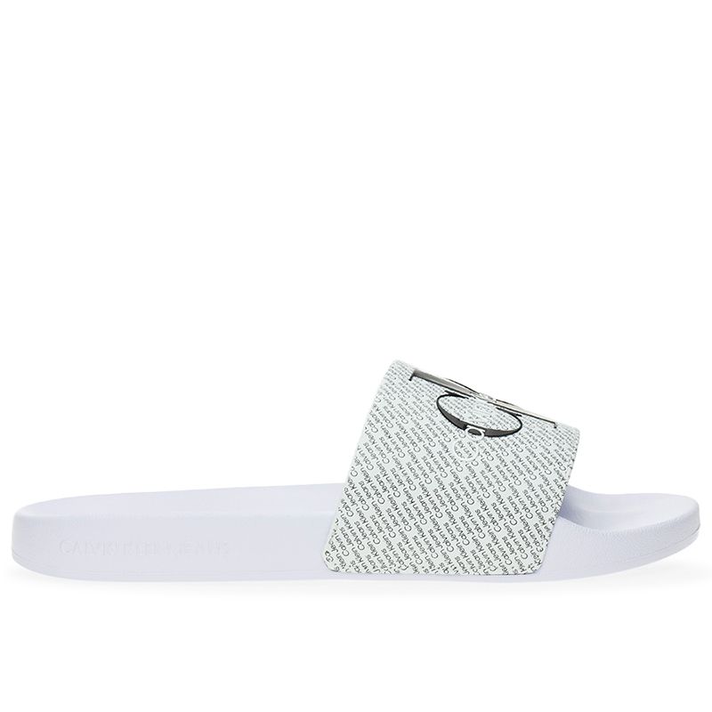 Klapki Calvin Klein Slide AOP YW0YW01407-01W - białe
